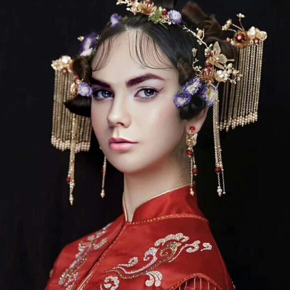 Butterfly Tassel Hair Clips Set Vintage Pearl Rhinestone Elegant Traditional main image 7